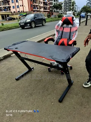 Red Gaming Table With Gaming Chair