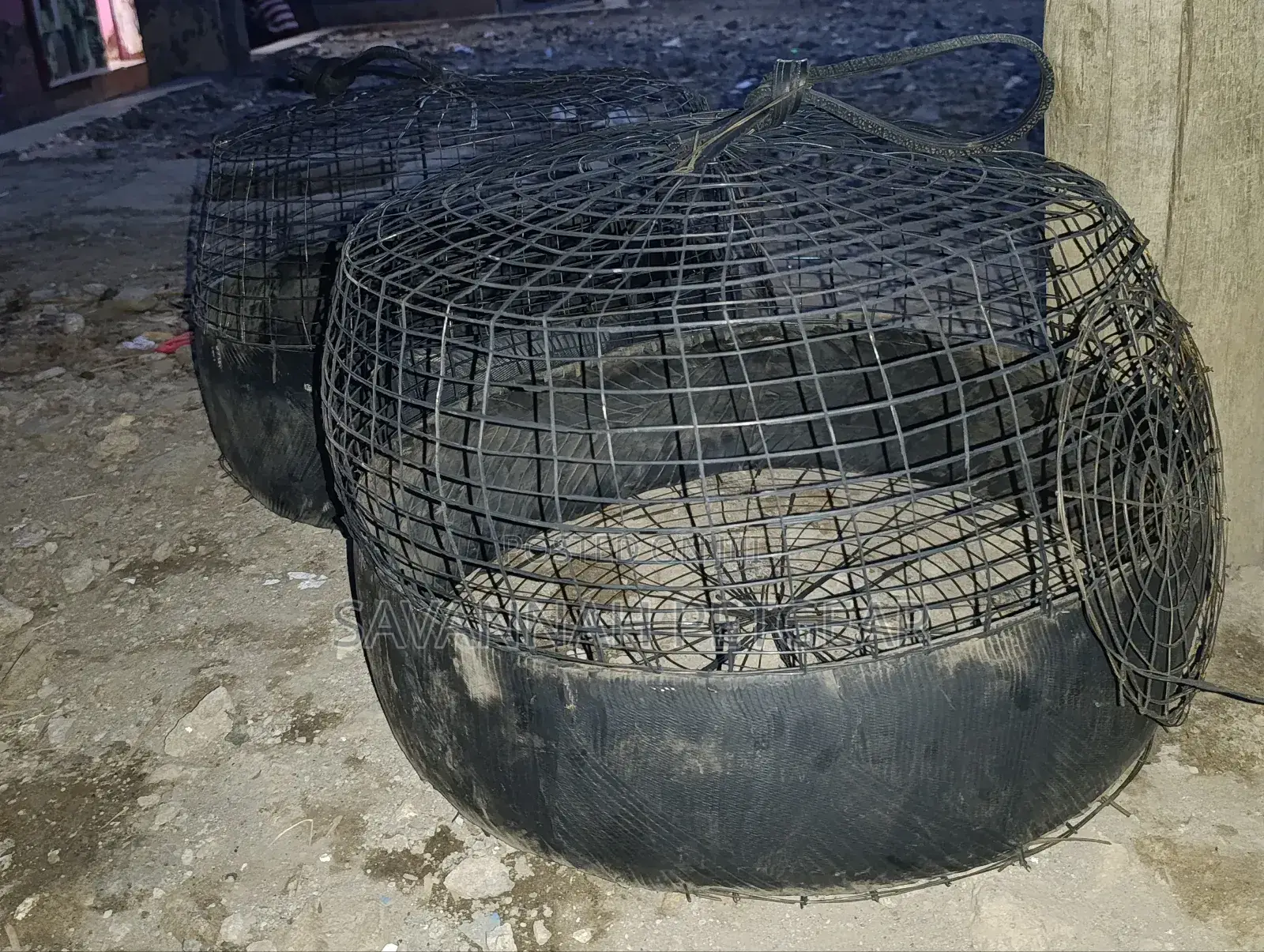 Vintage Metal Wire Cages Detailed for Pet Chicks and Hen Baskets
