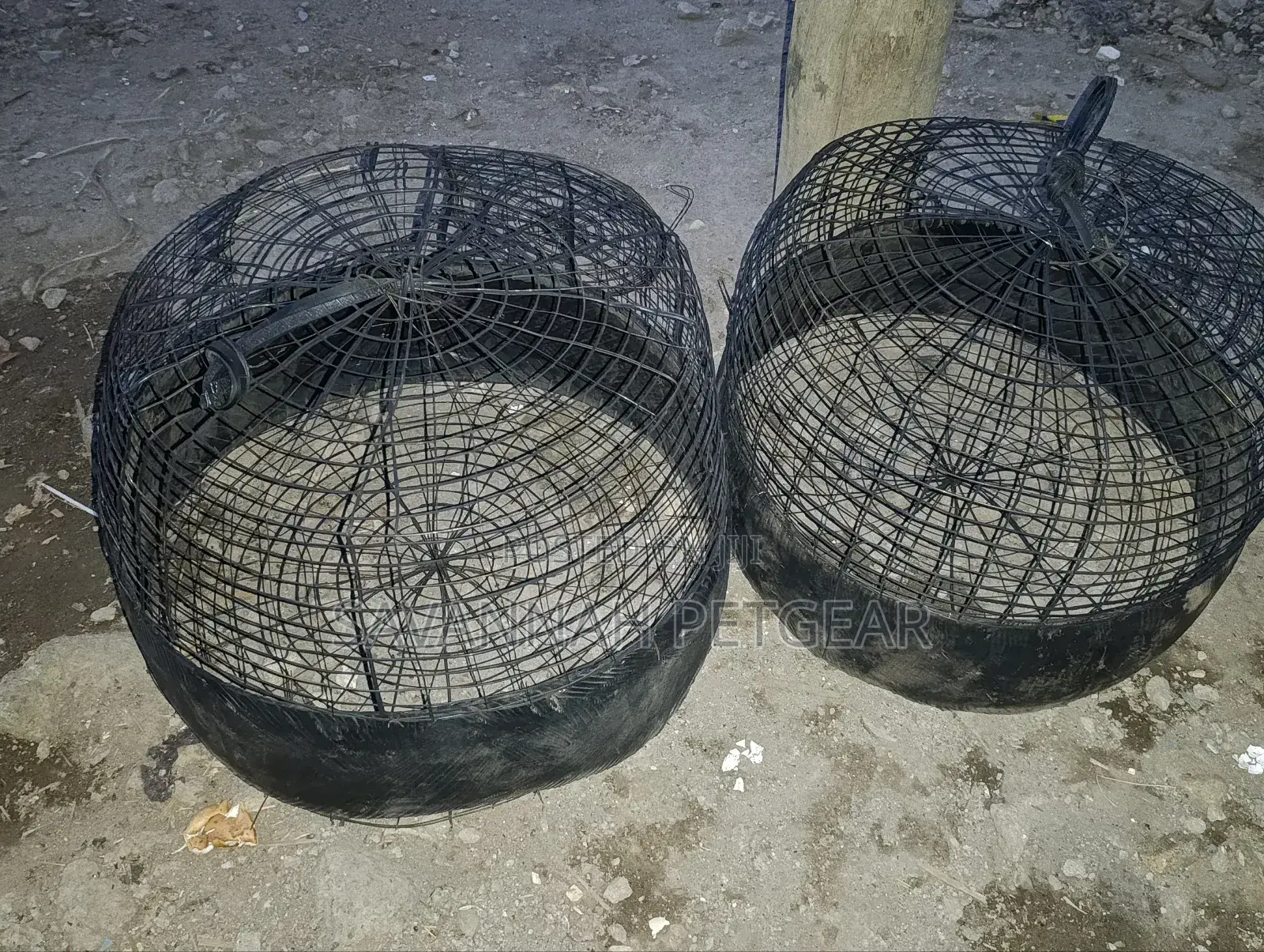 Vintage Metal Wire Cages Detailed for Pet Chicks and Hen Baskets