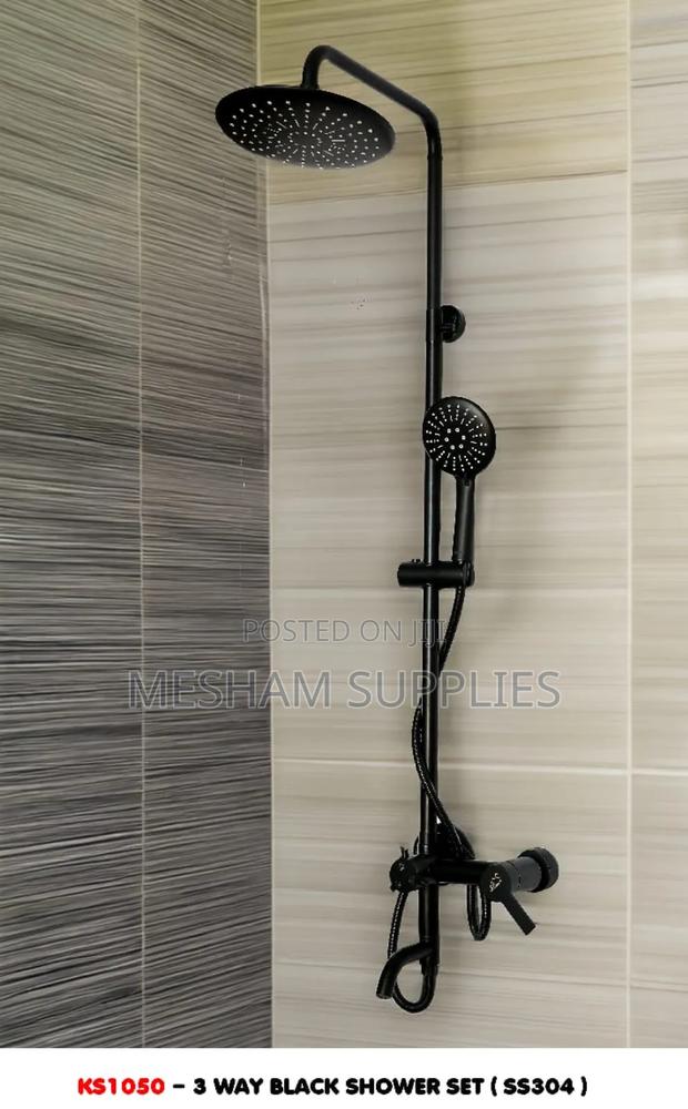 3 Way Black Shower - main view