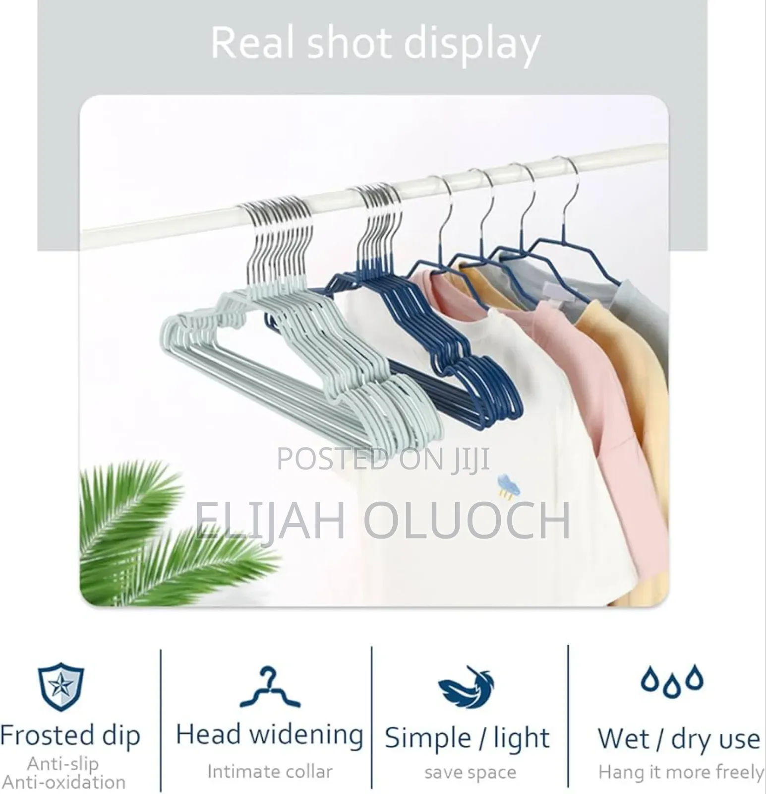 10pc Pack Of Coloured Non Slip 40cm Stainless Steel Hangers