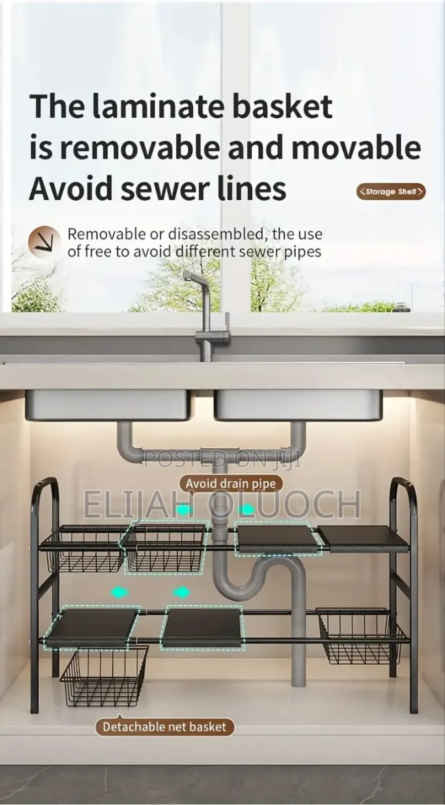 2 Layer Stainless Steel Expandable Under The Sink Pool Rack