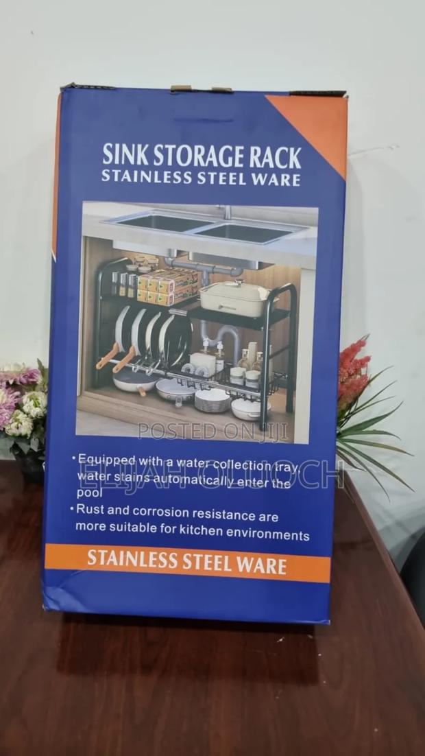 2 Layer Stainless Steel Expandable Under The Sink Pool Rack - thumbnail 4