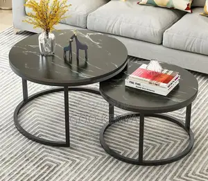 Home Table Set; Round Marble Top 2-piece Table Set For Small Spaces