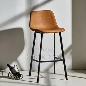 Home Bar Stool; Leather Bar Stool With Sturdy Steel Legs For Kitchen