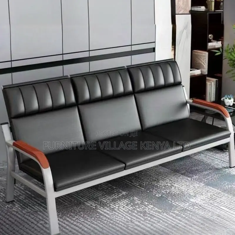 Office Sofa; 5-seater Leather Padded Waiting Office Sofa