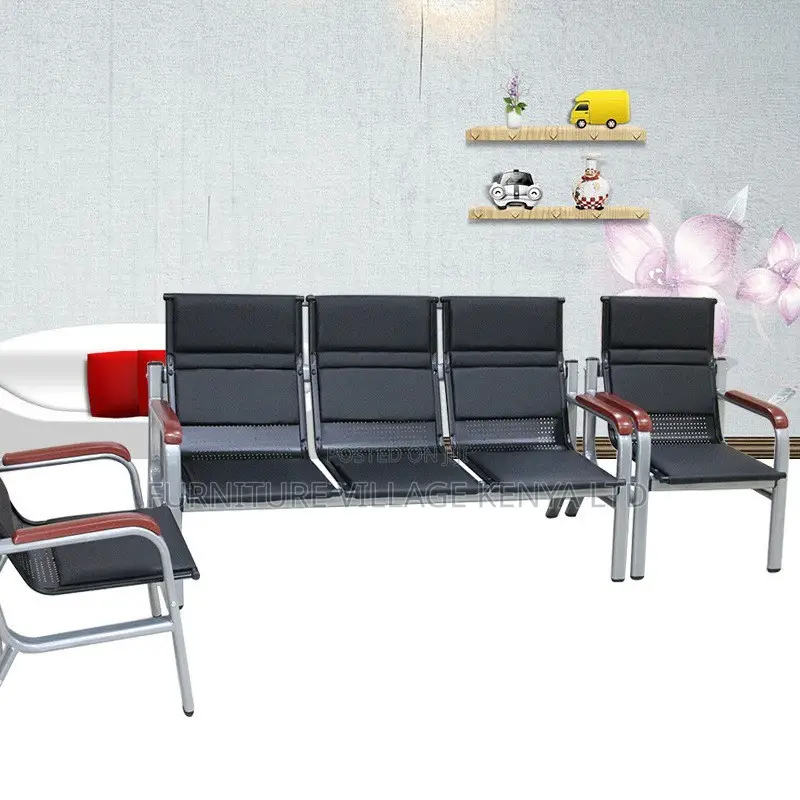 Office Sofa; 5-seater Leather Padded Waiting Office Sofa