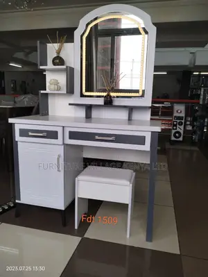 Dressing Table; White Vanity Dressing Table With Led Lights