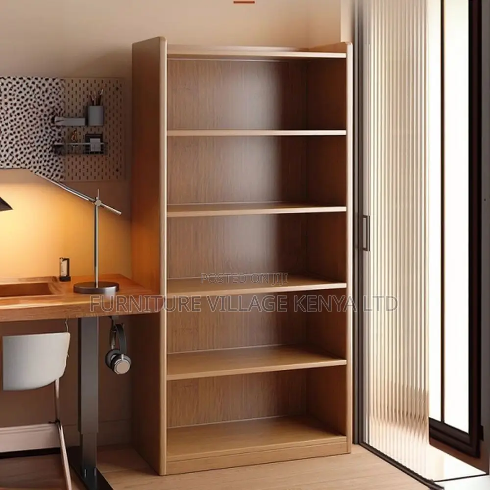 Office Bookshelf; Modern 5-tier Wooden Bookshelf