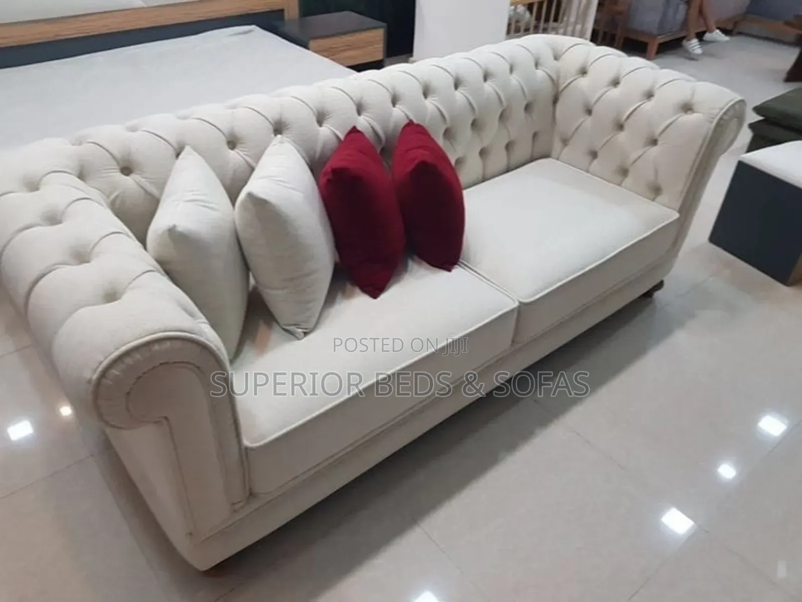 Cream Chesterfield 3 Seater Sofa