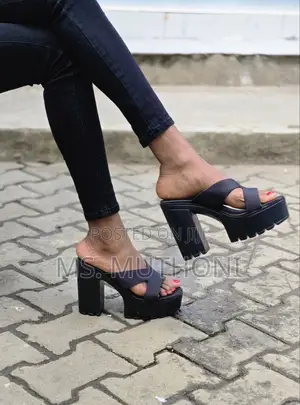 Monroe Drew Black Block Open Heels
