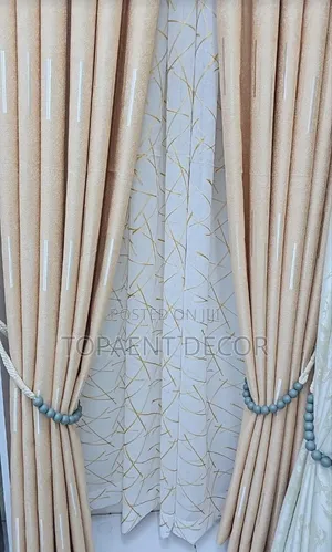 Beige,Good Quality And Hand Washable Window Curtains