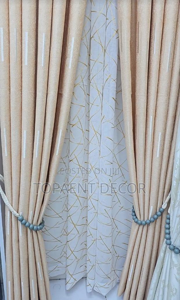 Beige,Good Quality And Hand Washable Window Curtains