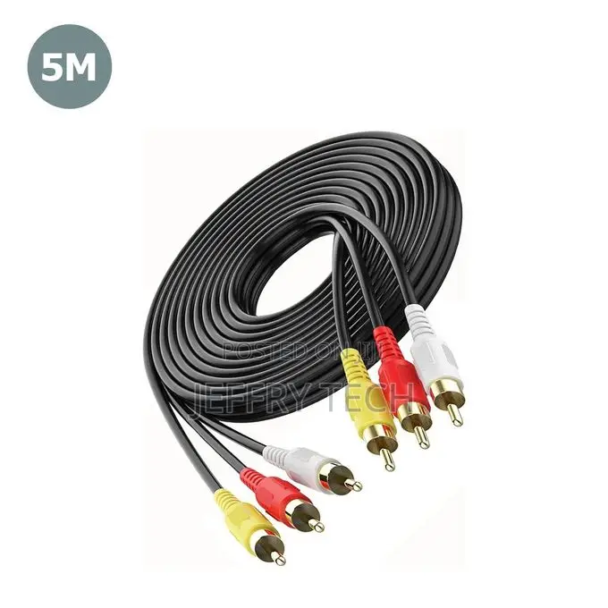 Rca to 3 Rca Male 5 Meter Audio Video Composite Av Tv/DVD Cable