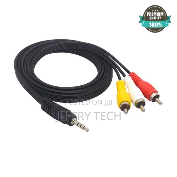 Rca to Aux Cable, 3 Male Rca to Jack, 1.5 Meters, Black