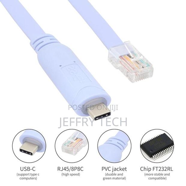 Usb-C Console Cable, Usb-C to Rj45 Debug Cable With Ftdi Chip, 1.8m Bl - thumbnail 2