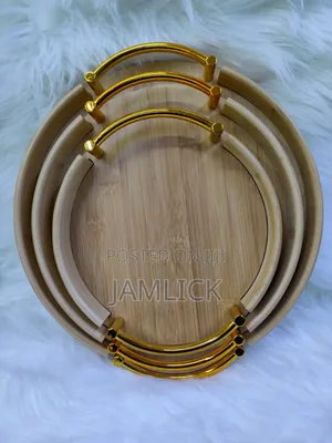 Bamboo 3pc Round Tray With Handles - Cd