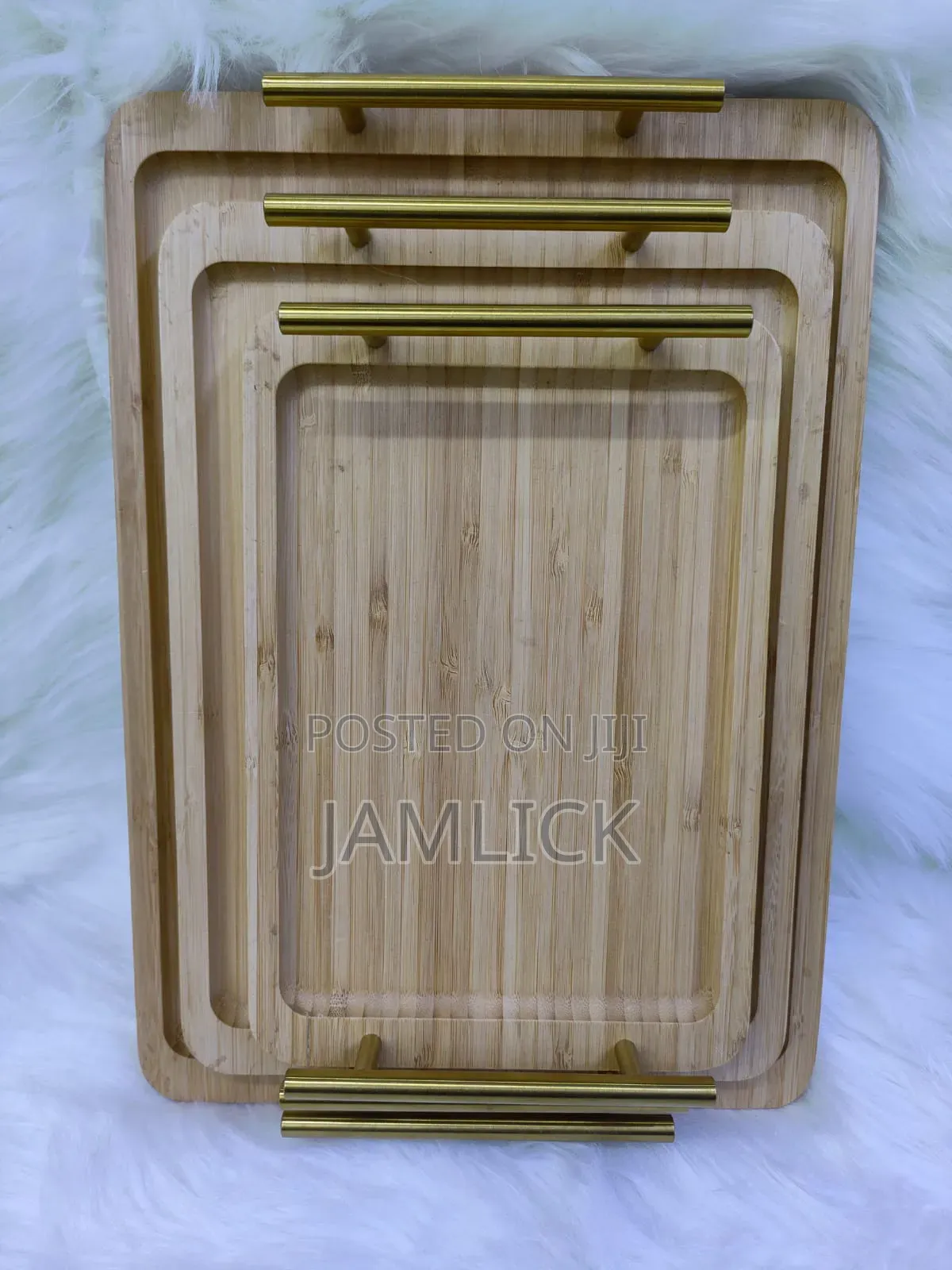 Bamboo 3pc Rectangular Tray With Handles - Cd