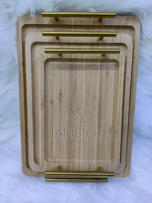 Bamboo 3pc Rectangular Tray With Handles - Cd