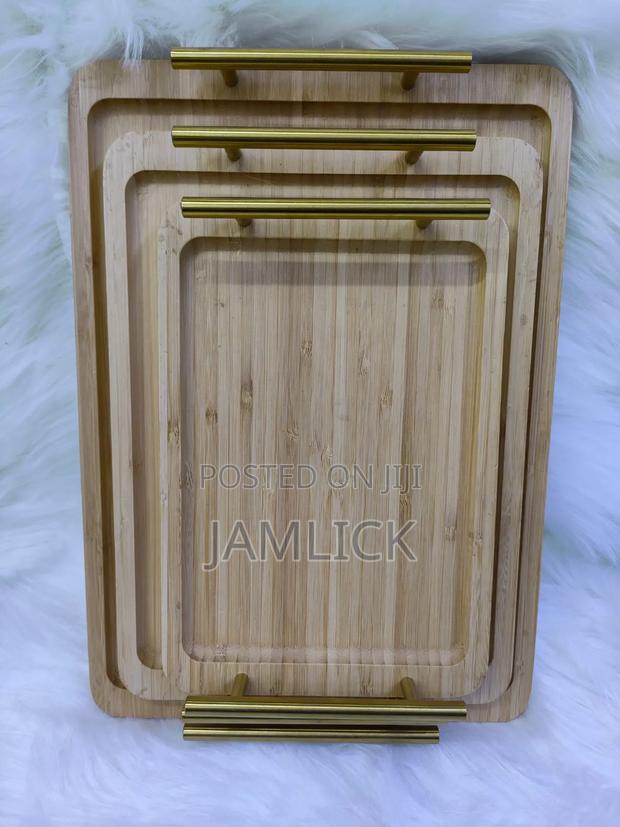 Bamboo 3pc Rectangular Tray With Handles - Cd