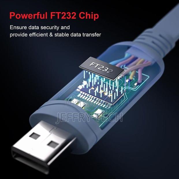 Usb Console Cable, Usb 2.0 to Rj45, 1.8 Meters for Debugging, Blue - thumbnail 2