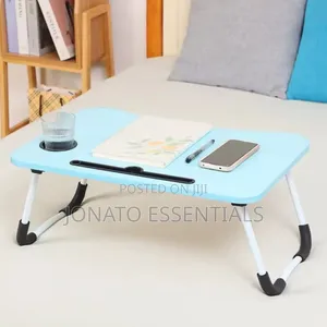 Foldable Laptop Bed Table With Cup Holder Tablet Slot