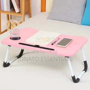Foldable Laptop Bed Table With Cup Holder Tablet Slot