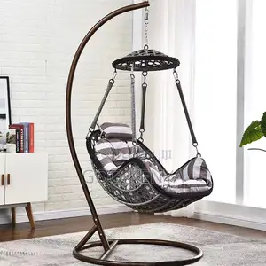Home Chair; Freestanding Rattan Egg Swing Lounge Chair