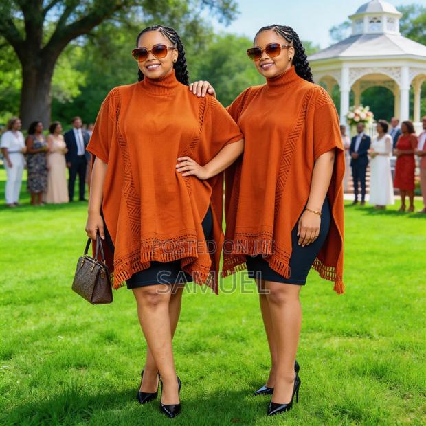 Cozy High-Neck Tassel Poncho - thumbnail 2