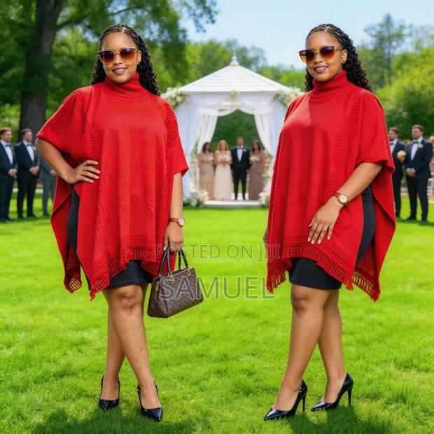 Cozy High-Neck Tassel Poncho - thumbnail 3