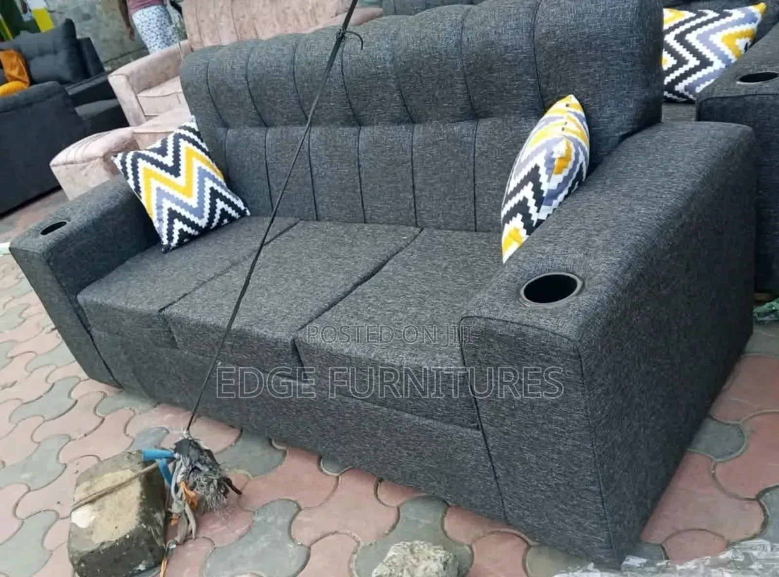 Cuped Three Seater Sofa Set