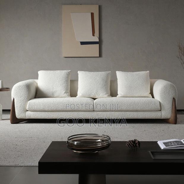 Home Sofa; White Upholstered Sofa Set With Solid Wood Base - thumbnail 5
