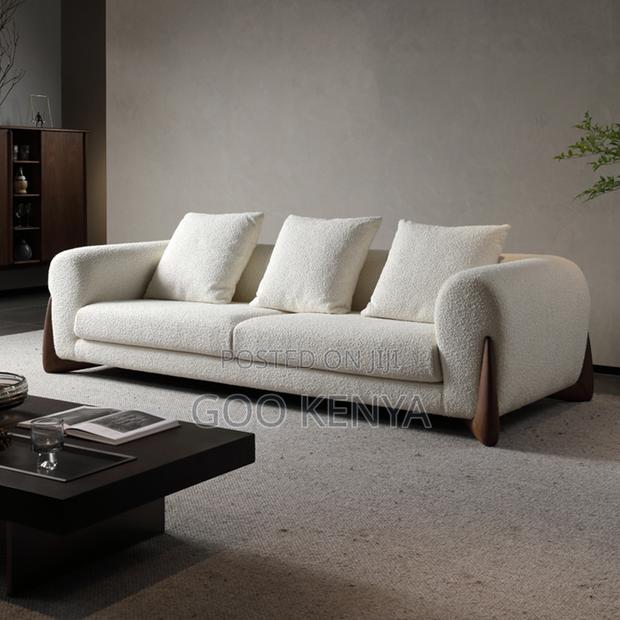 Home Sofa; White Upholstered Sofa Set With Solid Wood Base - thumbnail 6