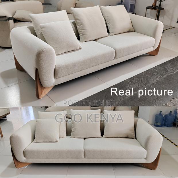 Home Sofa; White Upholstered Sofa Set With Solid Wood Base - thumbnail 8
