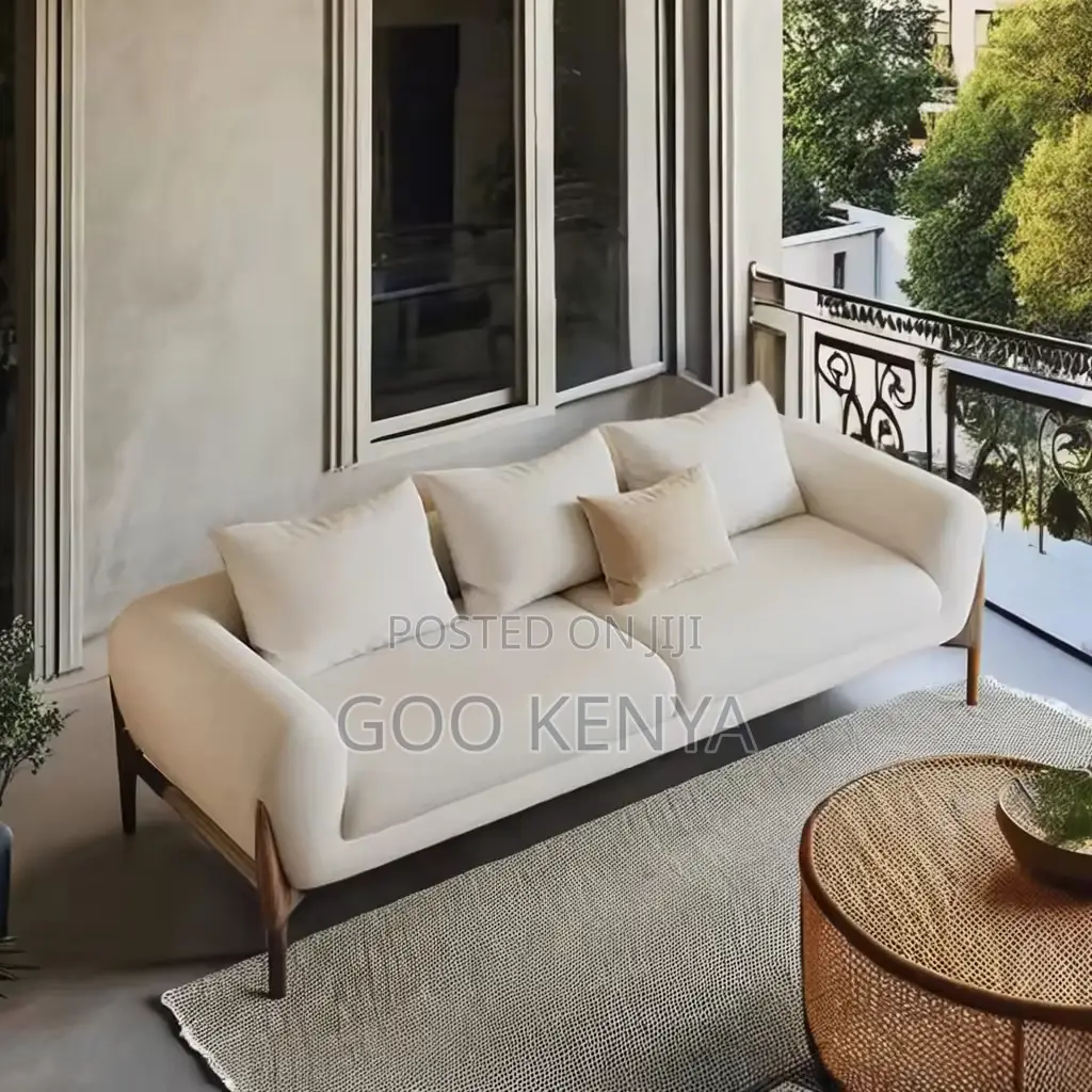 Home Sofa; White Upholstered Sofa Set With Solid Wood Base