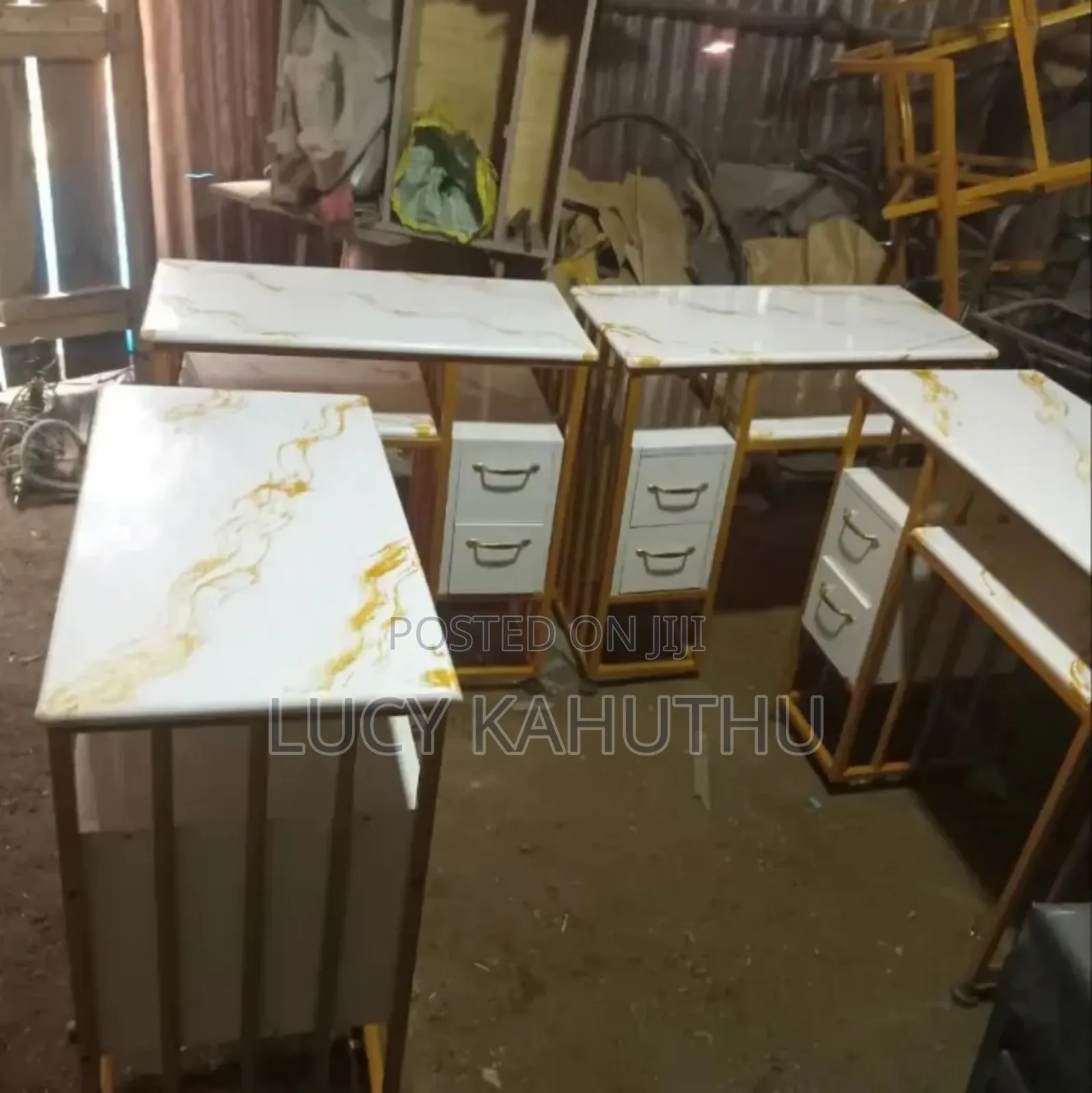 Powder Coating Manicure Tables With Two Drawers
