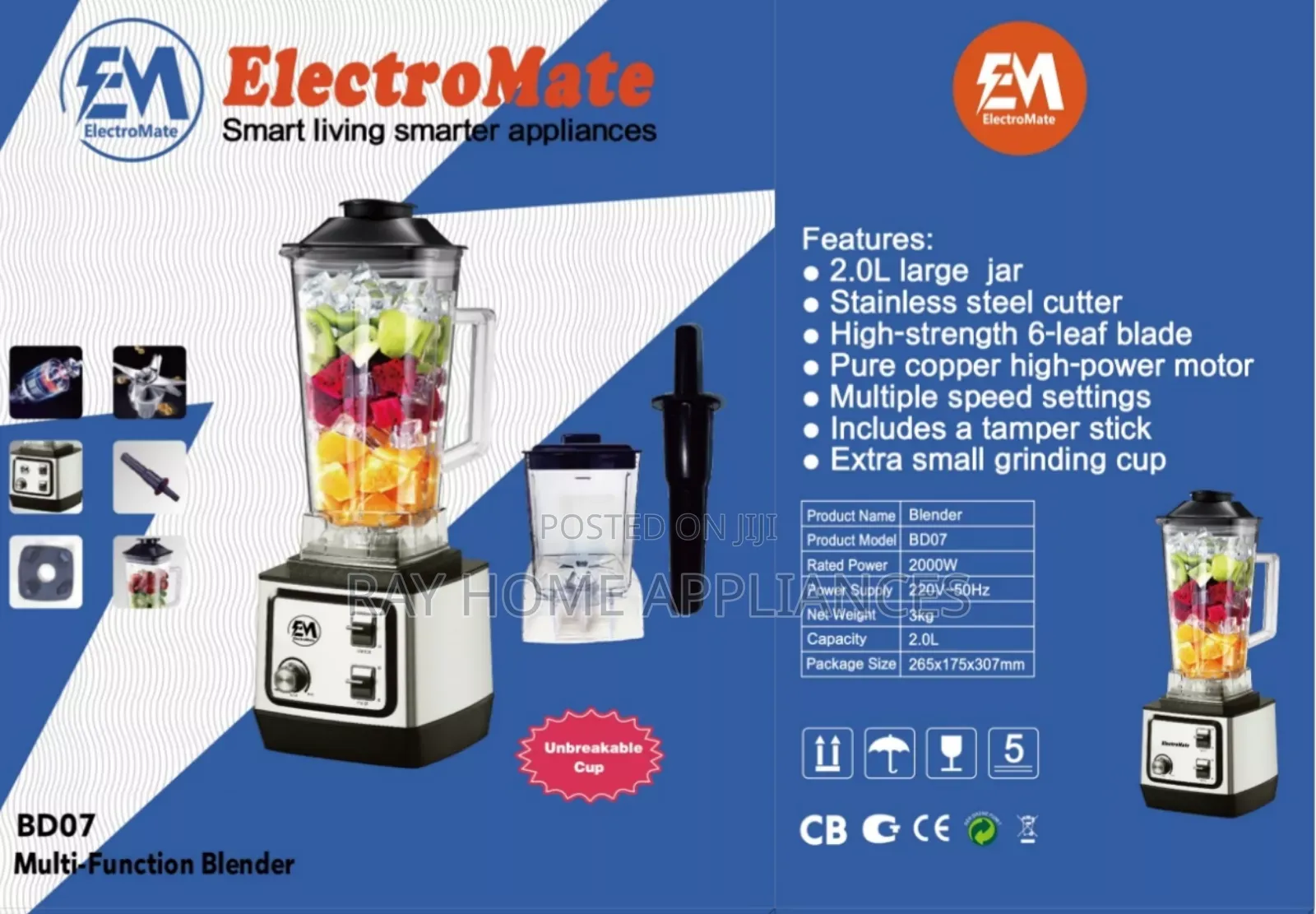 Electromate Commercial Blender 2000w