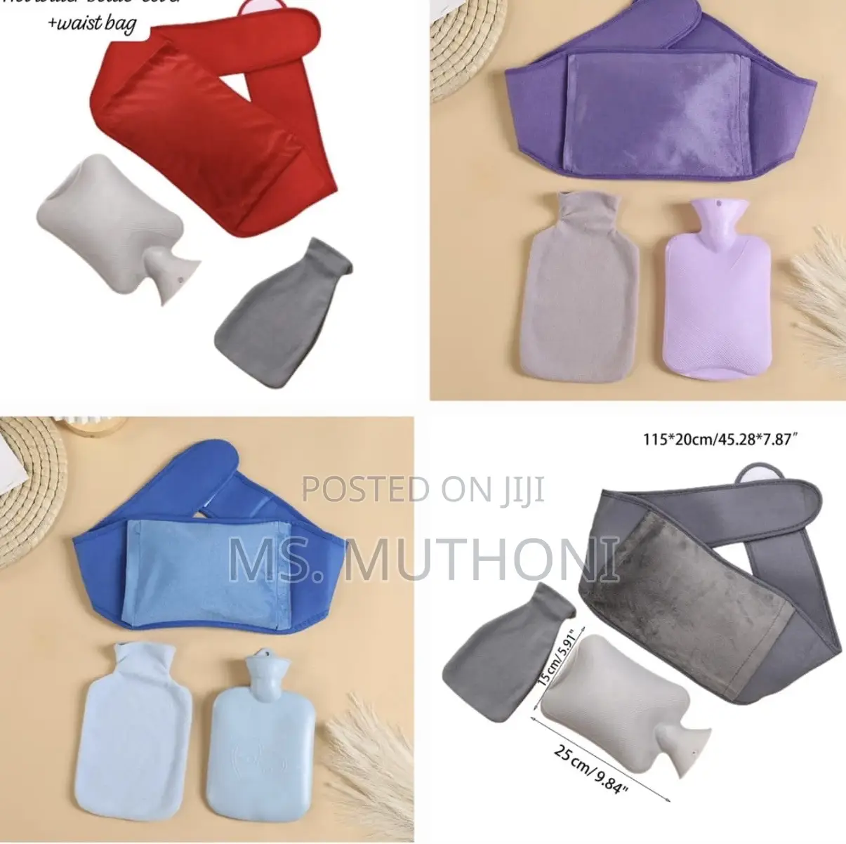 Wearable Hot Water Bottle With a Waist Belt and Cover.