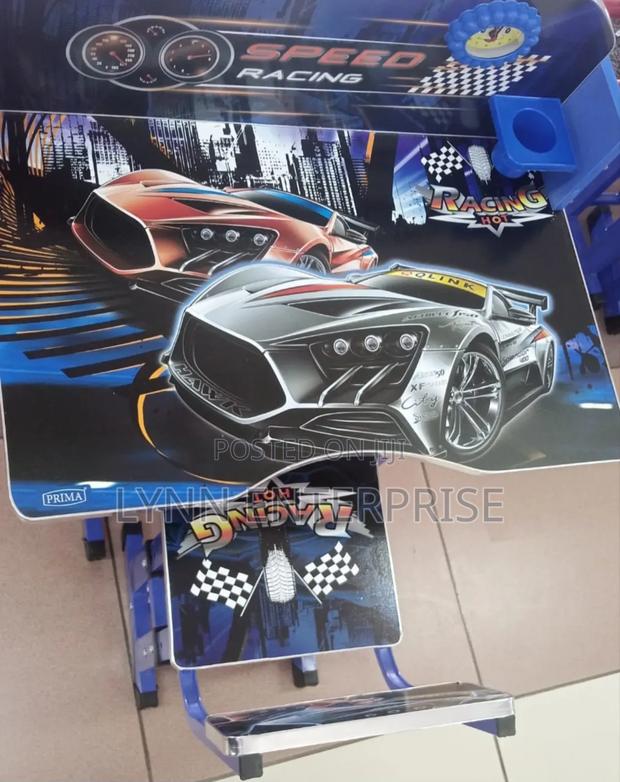 Blue Executive Racing Car Adjustable Kids Study Table Desk - main view