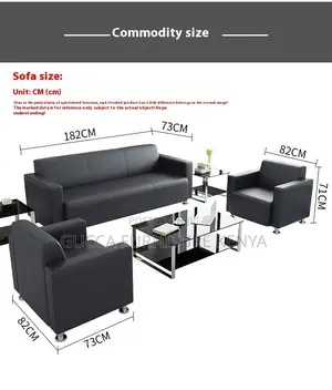 5-seater Leather Upholstered Office Sofa Set