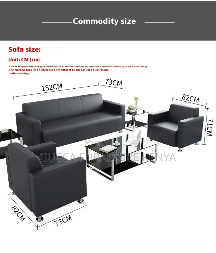 5-seater Leather Upholstered Office Sofa Set