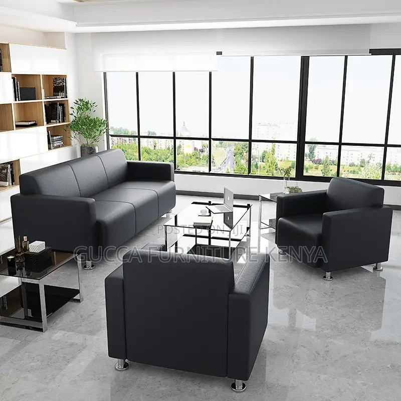 5-seater Leather Upholstered Office Sofa Set