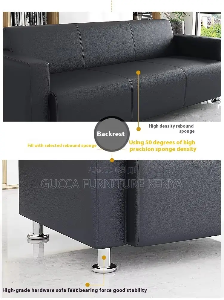 5-seater Leather Upholstered Office Sofa Set