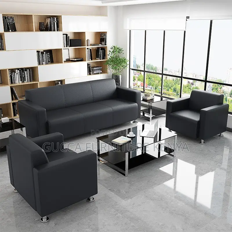 5-seater Leather Upholstered Office Sofa Set