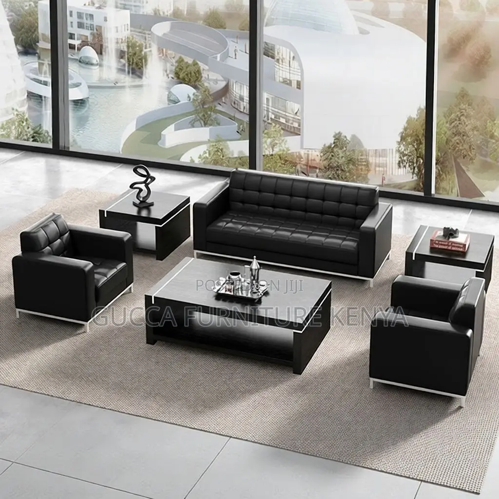 5-seater Leather Upholstered Office Sofa Set