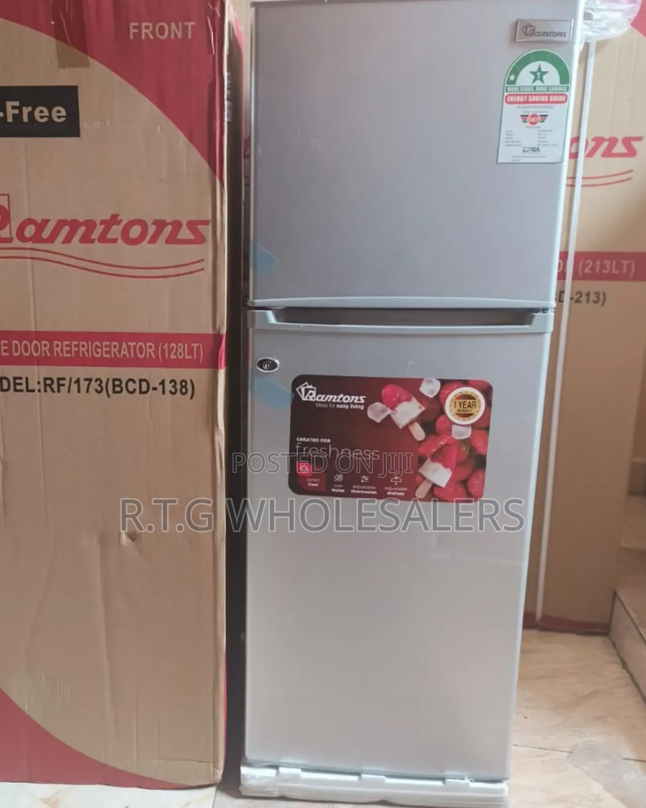 Ramtons 128 L Double‐Door Direct Cool Refrigerator – Silver