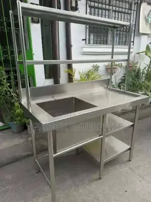 Stainless Steel Work Table With an Integrated Sink,