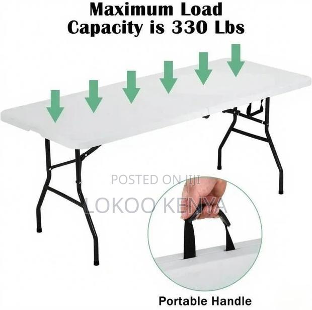 Dining Table; Lightweight Plastic Folding Outdoor-Dining Table - thumbnail 7