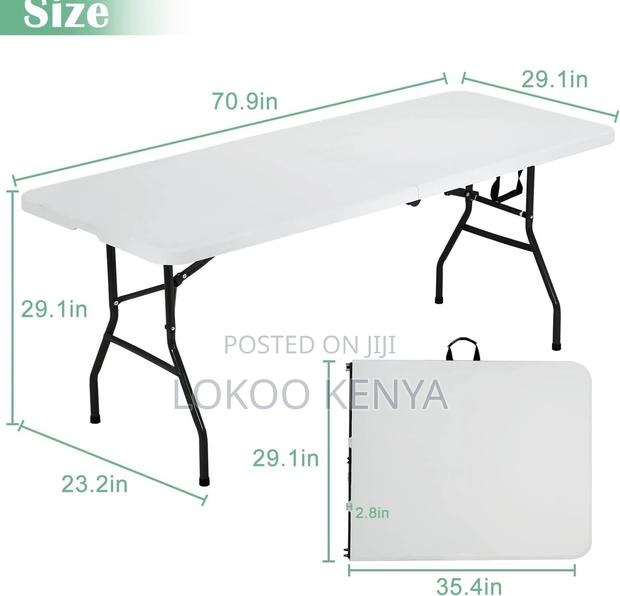 Dining Table; Lightweight Plastic Folding Outdoor-Dining Table - thumbnail 9