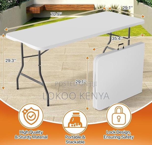 Dining Table; Lightweight Plastic Folding Outdoor-Dining Table - thumbnail 13